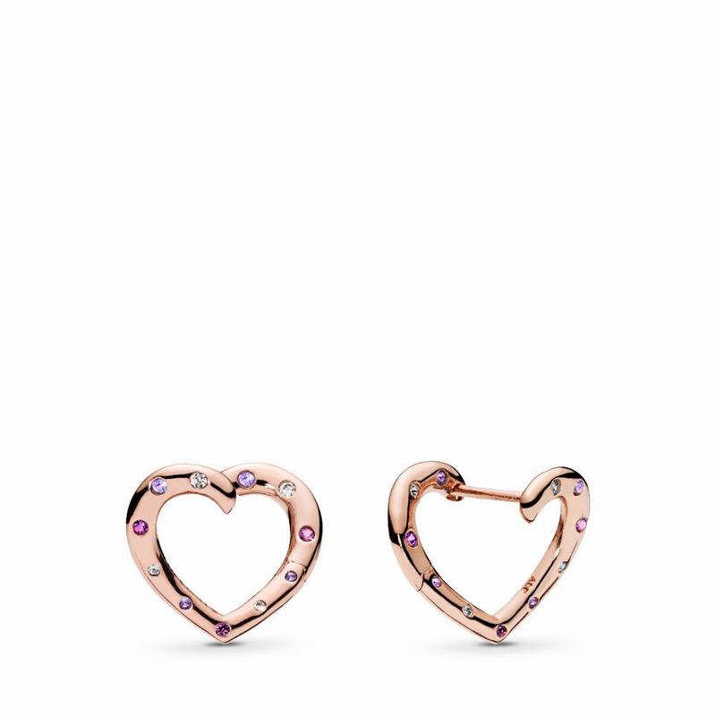 Pandora Rose™ Bright Hearts Hoop Earrings Outlet NZ (897562-ZPL)